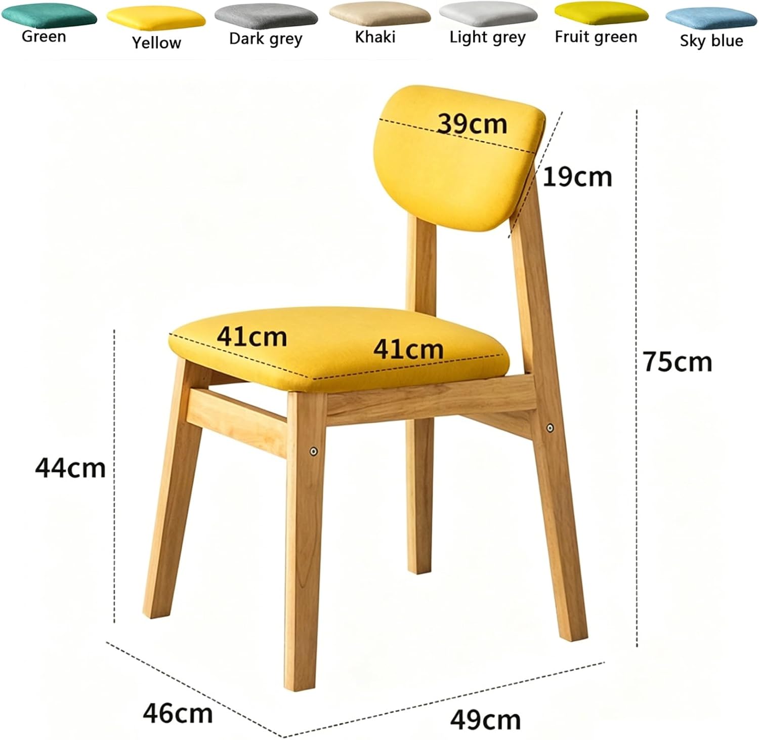 Dining Chairs, Home Office Desk Chair, Minimalist Bar Stool, Wood Legs, Curved Open Back, Comfortable Event Stool, for Patio, Picnic, Kitchen, Dining(Sky Blue)