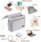 Bedside Caddy,Felt Bedside Storage Organizer, Hanging Storage for Dorm Bed Sofa for tablet Magazine Phone Remotes Water Bottle Holder (Grey)