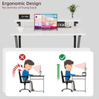 COTUBLR Small Desk, Small Computer Desk for Spaces, 27.5 Inch Computer Desk with Adjustable Monitor Stand, Compact Desk with Storage for Bedroom Home Office, White Tabletop+Black Frame
