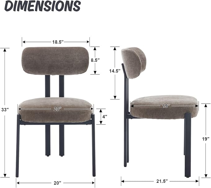 LukeAlon Chenille Dining Chairs Set of 4, Modern Upholstered Armless Kitchen Chairs with Black Metal Legs Curved Back Dining Room Chairs Reception Chair for Living Room Office, Green