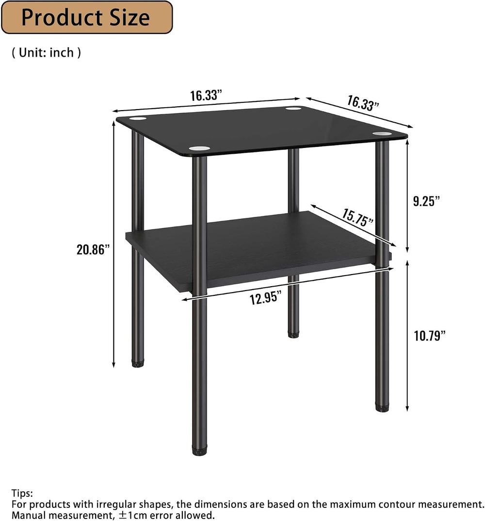3 Piece Glass Coffee Table Set with 2-Tier Storage, Tempered Glass Living Roo...