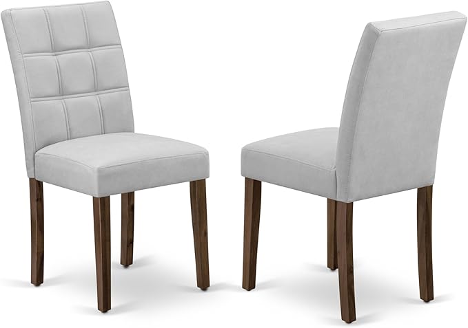 East West Furniture ANAS5-AWA-27 5 Piece Mid Century Dining Set Includes A Dinner Table and 4 Light Gray Polyester Fabric Parsons Chairs, Antique Walnut