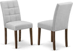 East West Furniture ANAS5-AWA-27 5 Piece Mid Century Dining Set Includes A Dinner Table and 4 Light Gray Polyester Fabric Parsons Chairs, Antique Walnut