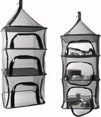 Desy & Feeci Camping Dry Net-4 Layer Outdoor Hanging Foldable Drying Rack, Camping Organizer Mesh Dryer Storage for Home Picnic BBQ Tableware/Dishes/Food/Vegetables/Fruit/Clothing (Black-Rectangle)