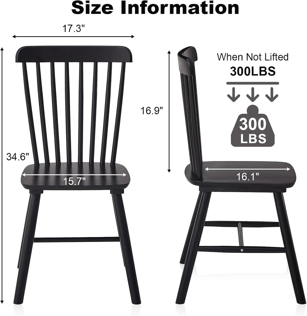 Dining Chairs Set of 4, Windsor Dining Chairs, Spindle Back Wooden Chair for ...
