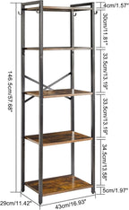 5-Tier Ladder Shelf, Organizational Bookshelf, Corner Organizer Rack, Office, Adjustable, Lightweight, Durable, Portable, User-Friendly, Compact, Storage, Narrow, Shelving