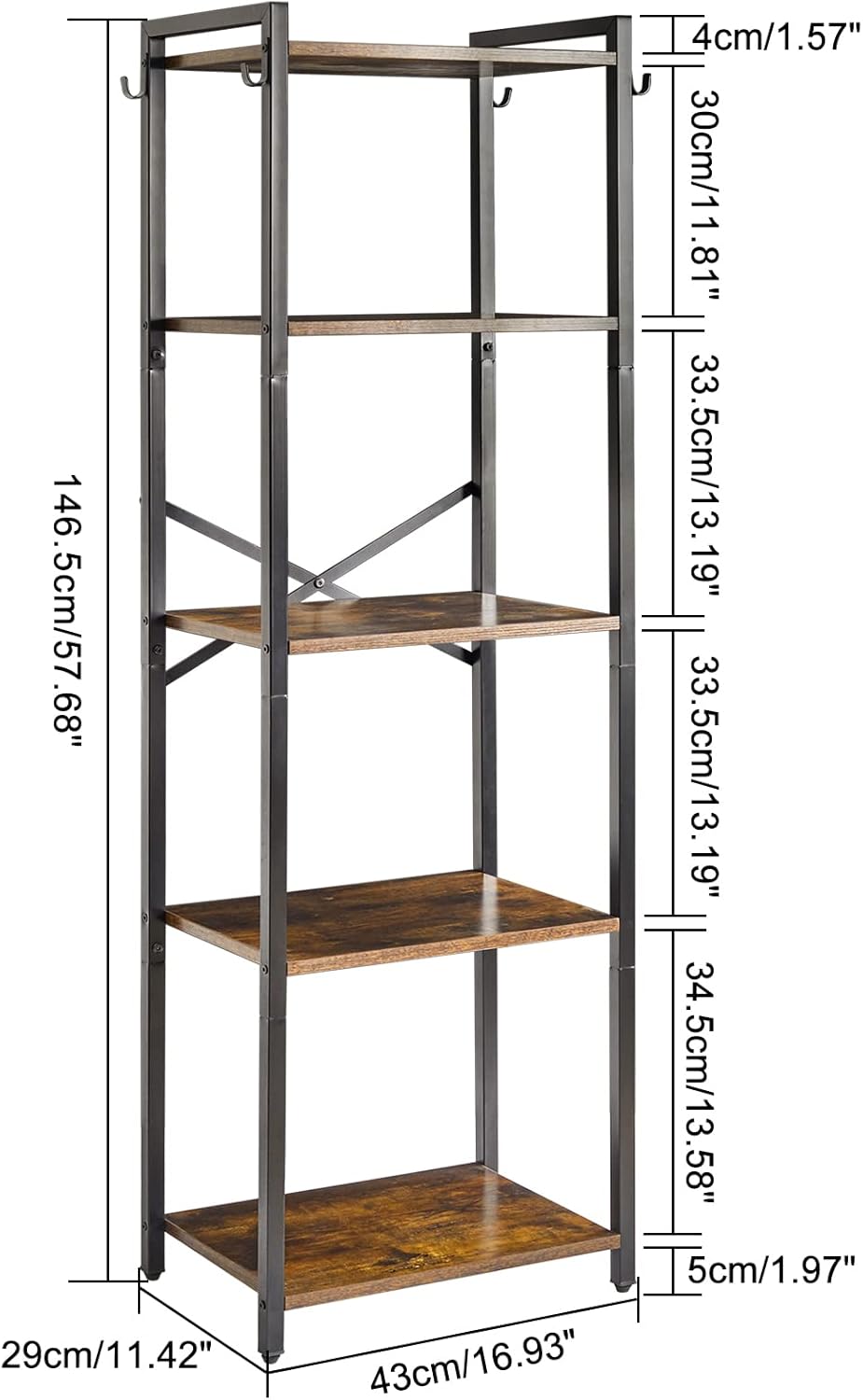 5-Tier Ladder Shelf, Organizational Bookshelf, Corner Organizer Rack, Office, Adjustable, Lightweight, Durable, Portable, User-Friendly, Compact, Storage, Narrow, Shelving