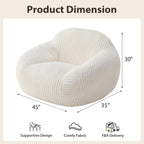 HUGHEAVEN Large Bean Bag Chairs for Adults, Adult Bean Bag Chair with Back Support, Reading Chair for Bedroom, Beige