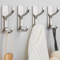 pickpiff Adhesive Wall Hooks for Hanging Towels - Heavy Duty Stick On Hooks, Strong Hold up to 13 lbs, Hangers for Coats, Bags, Purses, Ideal for Door, Closet, or Bathroom, Brushed Silver,4 Pack