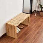 Versatile Wooden Slatted Bench - Sleek Modern Design for Dining, Entryway, Bedroom - Indoor Use with Storage Capability for Home, Kitchen, Bathroom & Beyond (Natural)