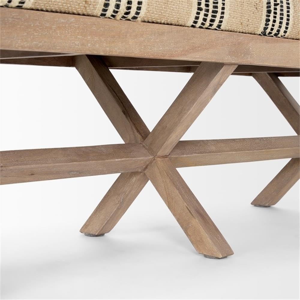Pemberly Row Upholstered Accent Bench, 50L x 16W x 18.8H, Mango Wood Base, Be...