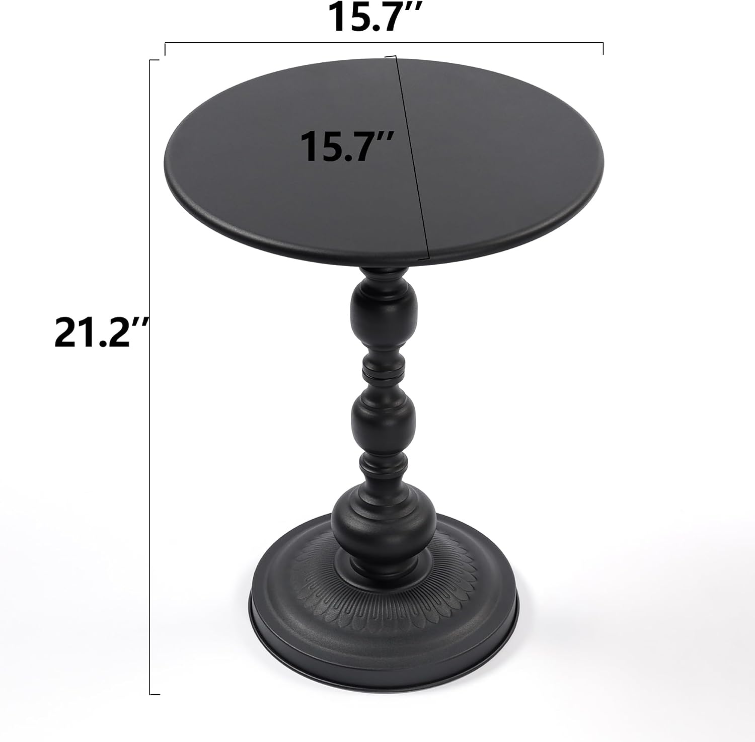 Simple Trending Small Side Table, Round Drink Table End Table Black | Modern round metal drink table with weighted upgraded base. Perfect for living room, bedroom and compact small indoor spaces