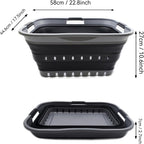 SAMMART 42L Collapsible Plastic Laundry Basket - Foldable Pop Up Storage Container/Organizer - Space Saving Hamper/Basket (1, Grey/Black)