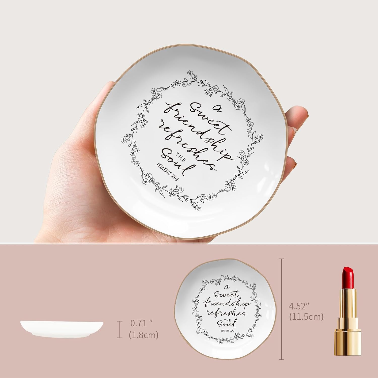 Friendship Gifts For Women – Proverbs 27:9, Bible Verse Jewelry Dish | Friends Birthday Gifts for Women, Sweet Friendship, Christian Gifts – Jewelry Tray, Christmas gift