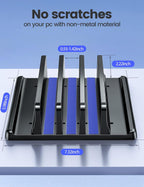 Vaydeer 3-Slot Vertical Laptop Stand Organizer, Laptop Storage Holder Made of Premium ABS Plastics 5 in 1 Design,Desktop Space-Saving Adjustable Desk Organizer for All MacBook/Chromebook/Surface