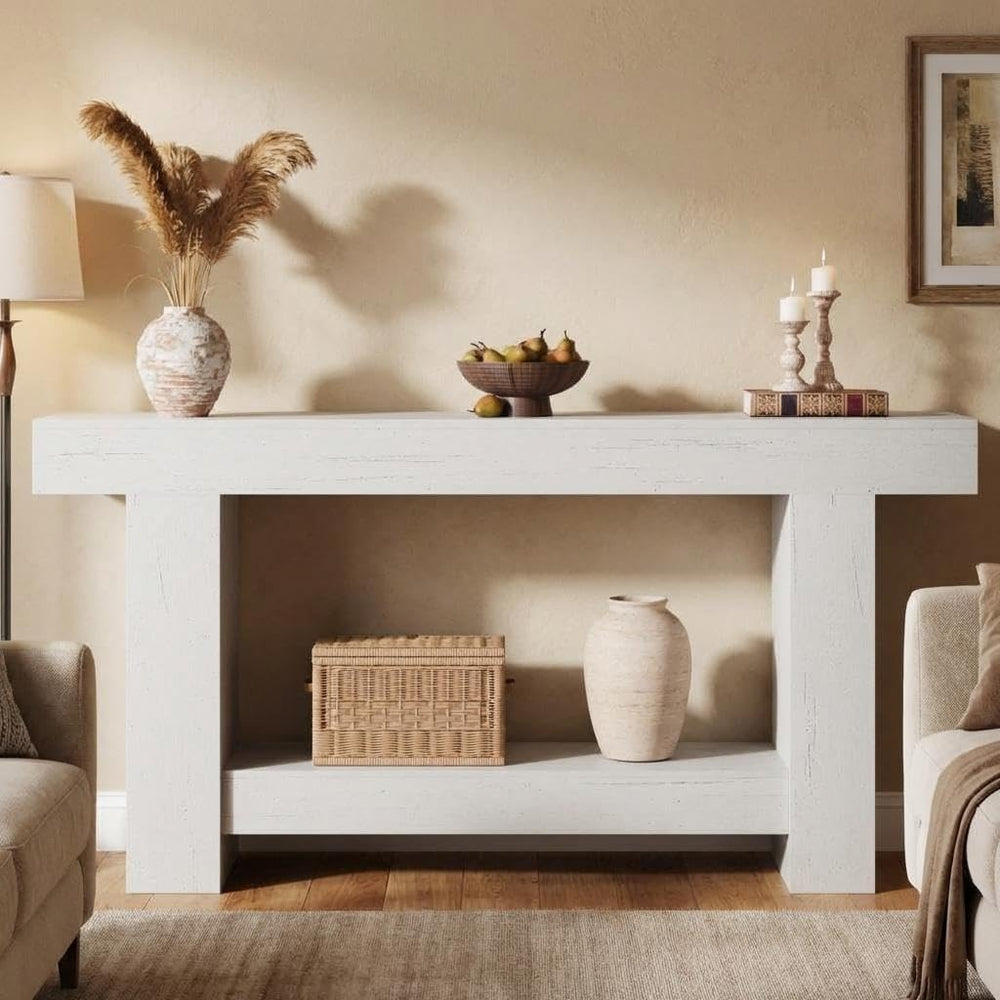 GAOMON 63" Farmhouse Console Table for Entryway - 2-Tier Storage Shelf, ...