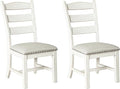 Signature Design by Ashley Valebeck Farmhouse Cushioned Dining Chair, 2 Count, Nailhead Trim, Fabric Upholstery, Solid Wood, 39" Seat Height, Whitewash