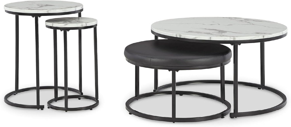 Signature Design by Ashley Jusmour Modern Nesting Table Set with Faux Leather...