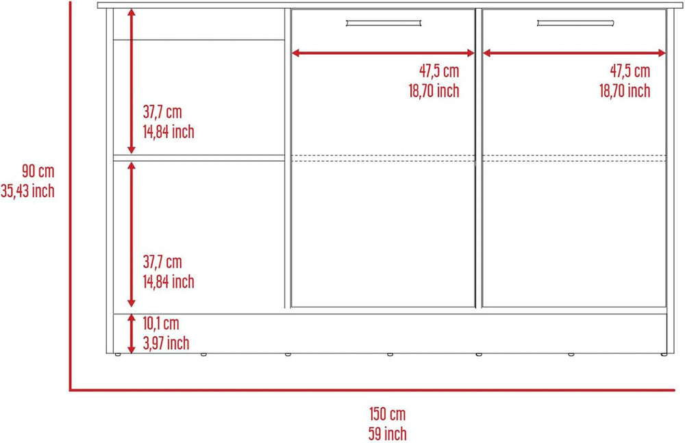 Kitchen Island with Large Countertop and Double Door Cabinet | Includes doubl...