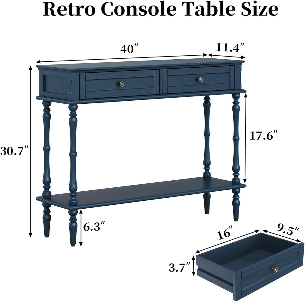 ARTPOWER Console Table for Entryway with 2 Drawers, 10 mins Assembly, Blue | ...