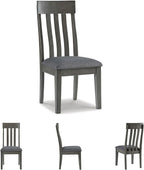 Signature Design by Ashley Hallanden Contemporary Dining Upholstered Side Chair, Set of 2, Armless, Comb Back Design, Wood Frame, Gray