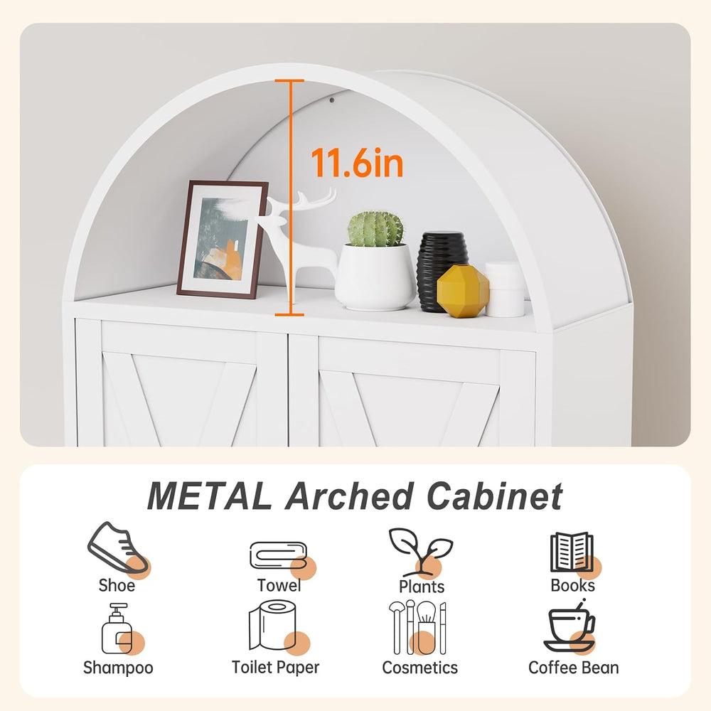 Winiowa Metal Arched Kitchen Pantry Cabinet, 73" Tall Arched Storage Cab...