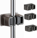 4 Pack Heavy Duty Mop Holder Wall Mount, Strong Adhesive Hanger for Broom Closet Organizer, Space Saving Utility Hooks for Bathroom Kitchen Garage Storage
