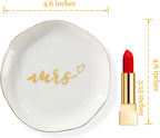 HOME SMILE Mrs Ring Dish, Engagement&Wedding Gifts for Women, Bridal Shower Present,Ceramic Jewelry Tray, 4.5"
