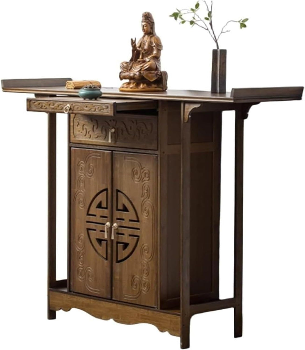Bamboo Buddha Altar Table - Personal Shrine Cabinet for Meditation, Relaxatio...