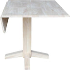 IC International Concepts 36" Square Dual Drop Leaf Dining Table Solid Real Wood, Sturdy Parawood, 36"W x 36"D x 30"H, Unfinished