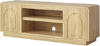 Bestier 63" Mid Century Modern TV Stand for Living Room, Wood Media Console Cabinet for TVs up to 70", Entertainment Center with 2 Arched Doors, Adjustable Shelves & 6 Cable Holes, Natural Oak