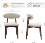 COLAMY Wooden Dining Chairs Set of 6, Modern Fabric Upholstered Dining Room Chair, Farmhouse Kitchen Side Chairs with Foot Pegs, Beige