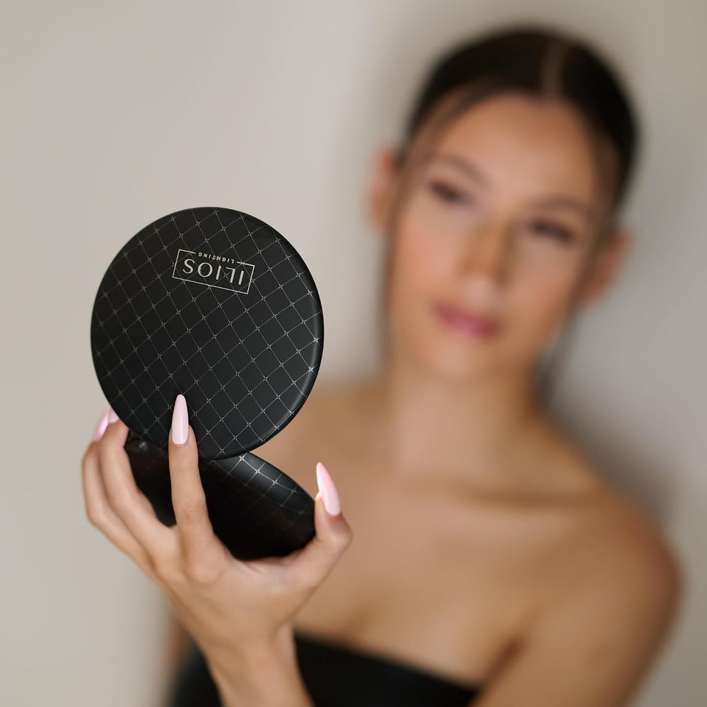 Ilios Lighting LED Compact Mirror with Light — 1x & 10x Magnification, 30...