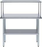 Stainless Steel Work Table with Wide Single Tier Overshelf | Metal Kitchen Prep Table & Shelving Combo (14" x 48" Work Table + 12" Overshelf)