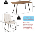 HIPIHOM 47.2'' Dining Table Set for 4,Modern Wood Dining Table,Leather Dining Chairs 4,Table and Chairs Set of 4,Ideal for Kitchen Dining Room (Walnut Color Table + 4 U-Shaped White Chairs, 47.2")