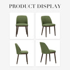 COLAMY Upholstered Dining Chairs Set of 4, Modern Kitchen Chairs with Back, Leather Side Dining Room Chairs with Wood Legs for Kitchen Dining Room Restaurant,Green