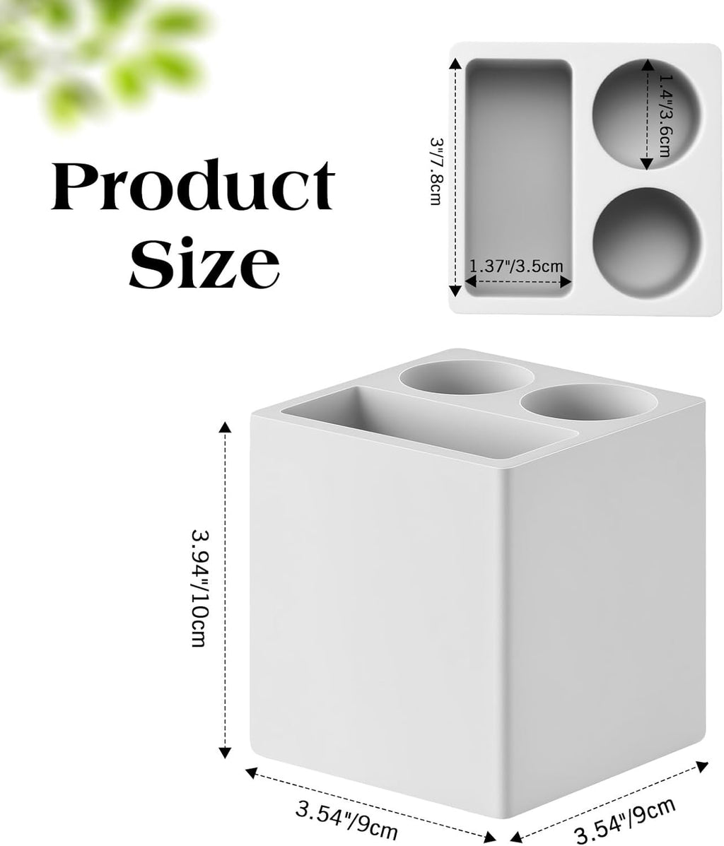 Luxspire Toothbrush Holder, 3 Slots Fast Drying Tooth Brush Holder for Bathroom, Diatomite Electric Tooth Brush and Toothpaste Organizer for Bathroom Kitchen Vanity Countertop, Light Gray