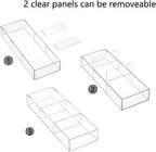 HIIMIEI 3 Section Clear Acrylic Drawer Organizer Tray, Office & Makeup Drawer Organizer (11.8x4.3 inch)