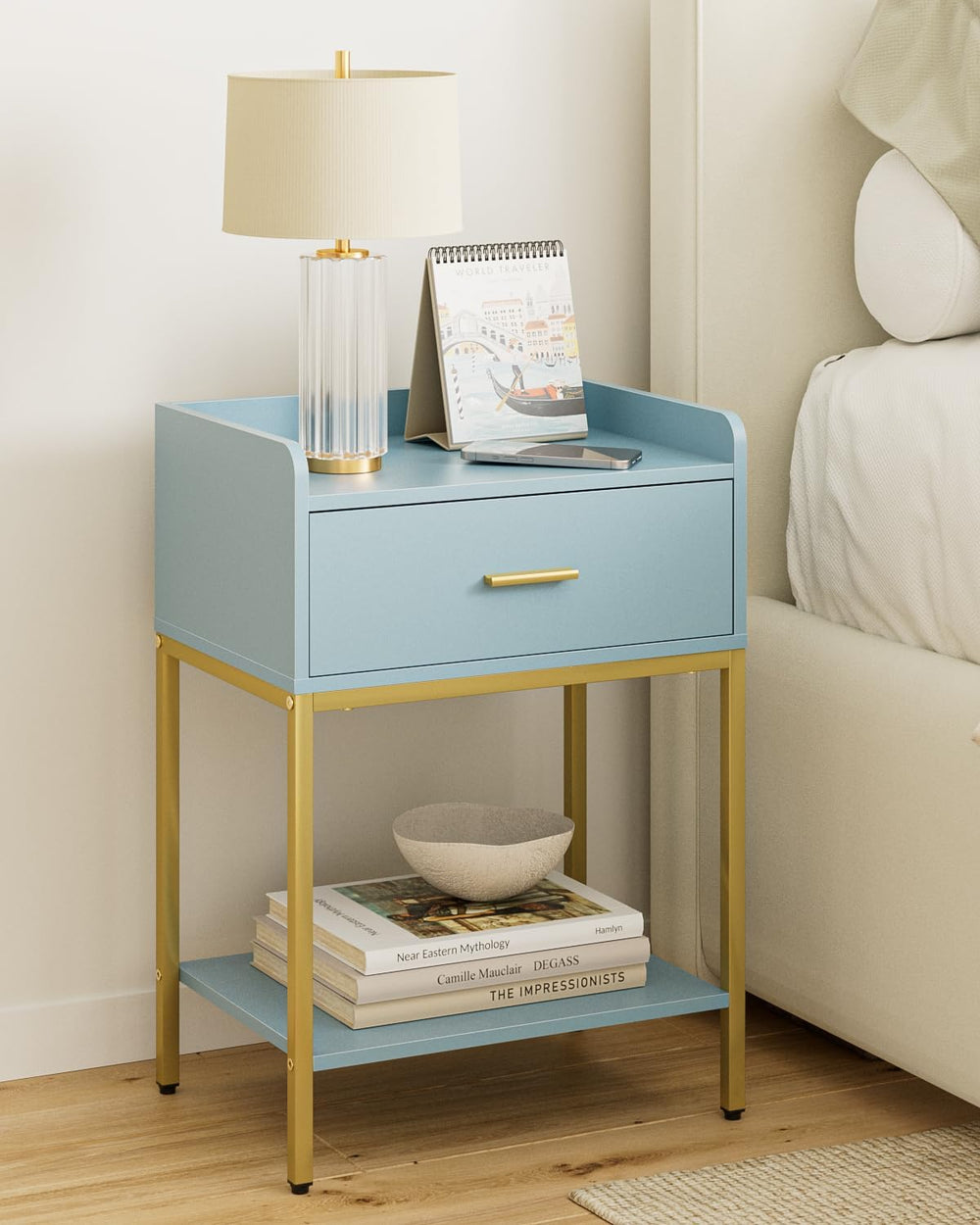 Masupu Nightstand,Bedside Table 3-Tier Modern Night Stand with Storage Drawer...
