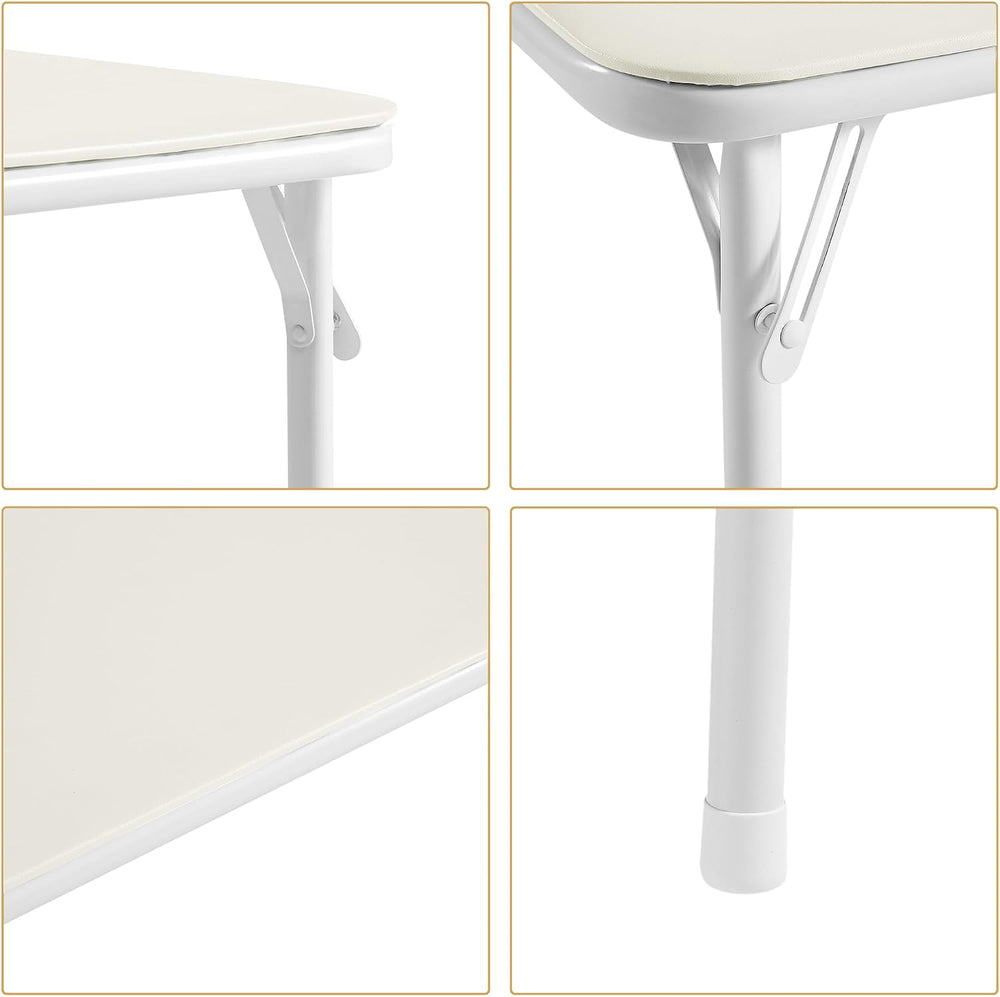 VECELO 5 Piece 24" Card Table and Chair Set, Square Padded Top, Beige