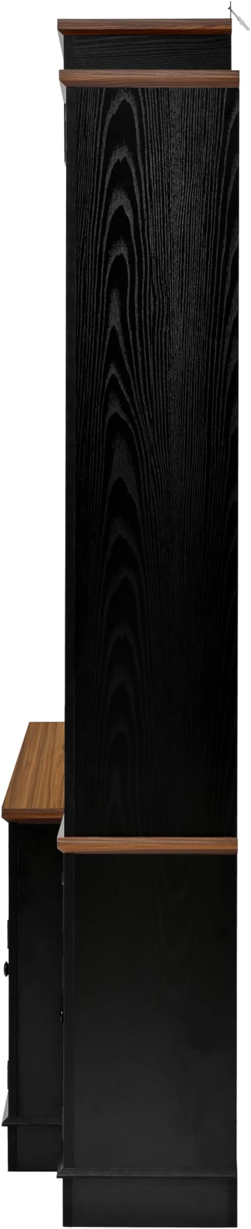 98.8" W Wall Unit Entertainment Center with Bookshelves for TVs up to 80", Modern TV Stand Media Console with Cabinets and Adjustable Shelves for Living Room (Black+Brown2)