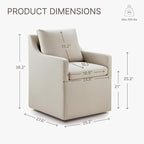 Upholstered Dining Chairs Set of 4, Washable Cover Modren Deskchair with 4 Casters & Hidden Storage for Dining Room, Living Room, Home Office, Flax Beige, 4 Box