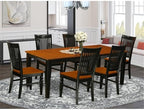 East West Furniture QUWE7-BCH-W 7 Piece Dining Table Set Consist of a Rectangle Dinner Table with Butterfly Leaf and 6 Dining Room Chairs, 40x78 Inch, Black & Cherry