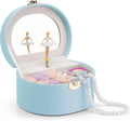 VLANDO Musical Jewelry Box for Girls, Arc Design with Spinning Ballerina | Large Compartment for Small Treasures, Plays Canon Melody, Built-In Mirror and Soft Carry Handle, Birthday Christmas Gift