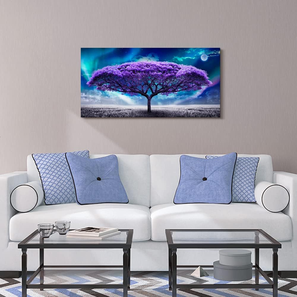 Lapremoly Purple Wall Canvas art For Living Room Bedroom Pictures Wall Decor ...