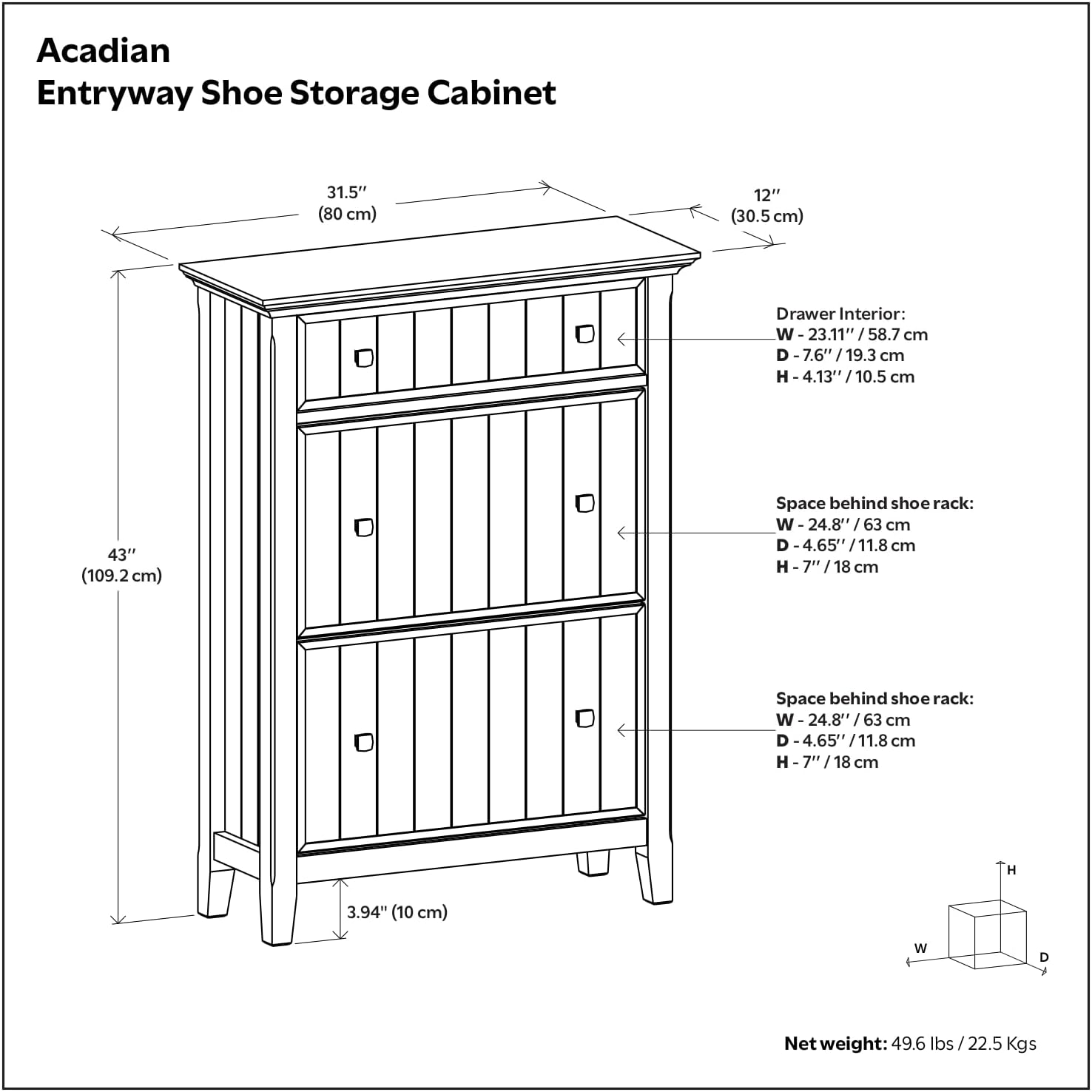 SIMPLIHOME Acadian 2-Seater Storage Bench and Cabinet Set in Brunette Brown