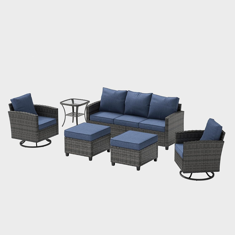 UDPATIO Patio Furniture Set with Swivel Rocking Chair, 6 Pcs Outdoor Couch