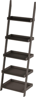 5-Tier Ladder Bookshelf - Freestanding Wooden Bookcase Frame with Leaning Look Shelves for Home and Office Storage by Lavish Home (Gray)