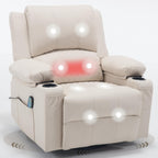 Massage Swivel Rocker Recliner Chair with Heat Nursery Rocking Glider Chair | Overstuffed, Cup Holders, Nursery Glider, Rocking Reclining Lounge Chair, Swivel Heated Massaging Recliner, Faux Leather