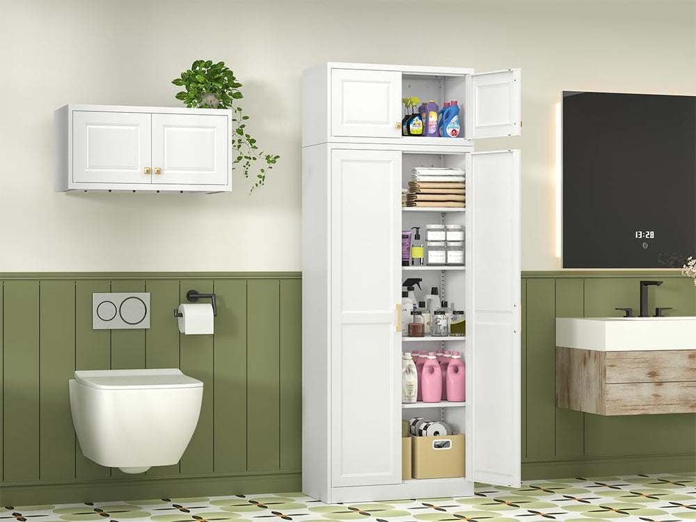 Polup 86" Tall Metal Kitchen Pantry Storage Cabinet with Doors and Shelves